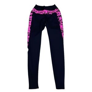 BLACKMILK Leggings Australia Black Pink Words Athletic Size Small